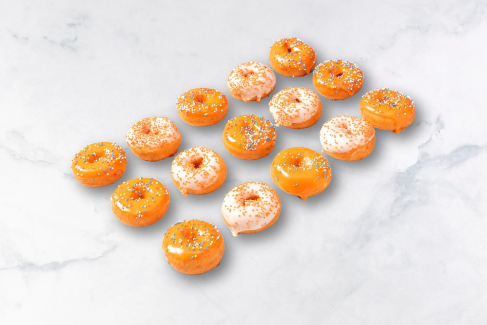 Bestel een Mini oranje donut (15st)